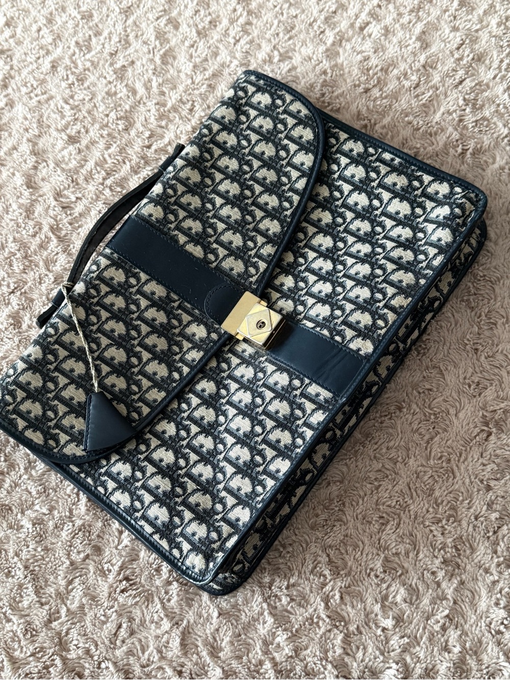 Christian Dior Monsieur bag , Dior Navy Blue  Canvas Shoulder Bag 15x10inch